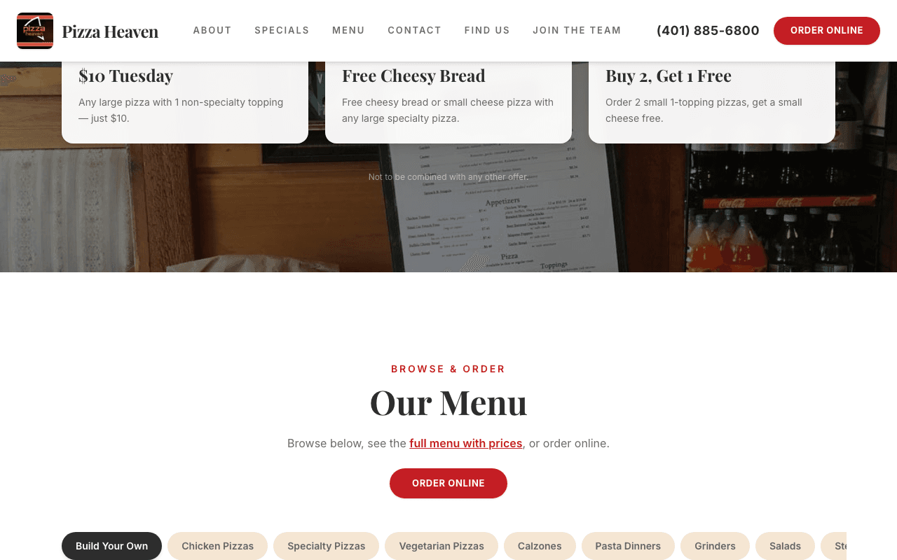 Pizza Heaven website
